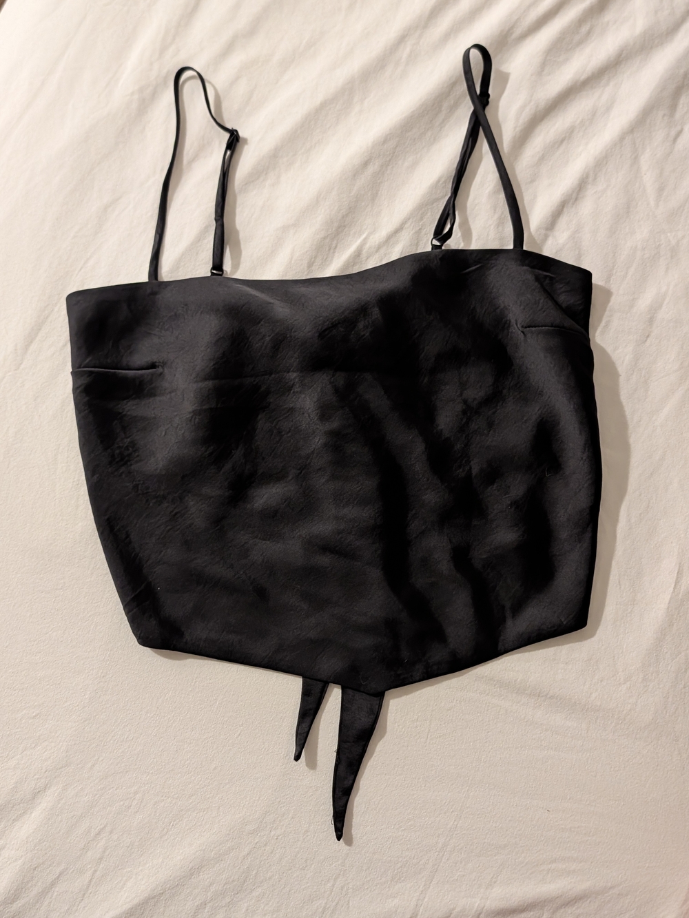 Aritzia | Satin Crop Top with Tie Back